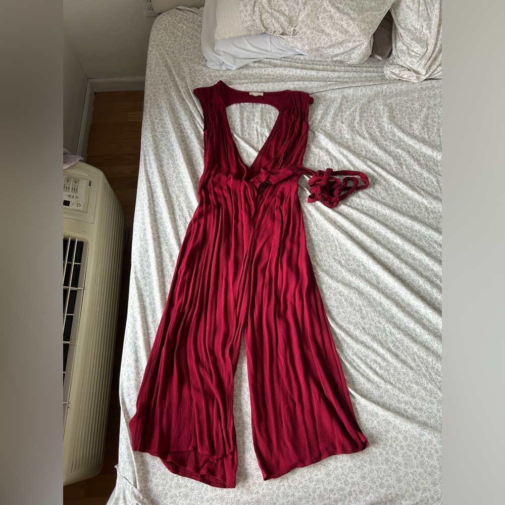 Red wrap around jumpsuit